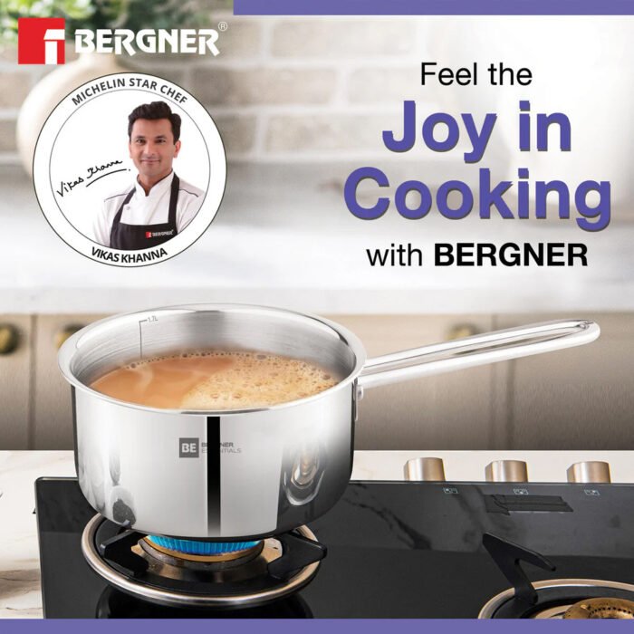 Bergner BE Essentials Tri-Ply Stainless Steel Teapan / Milk Pan - Full Induction Bottom - Image 9
