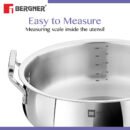 Bergner BE Essentials Tri-Ply Stainless Steel Biryani Handi with Handle | Induction & Gas Compatible | Even Heat Distribution | Dishwasher Safe
