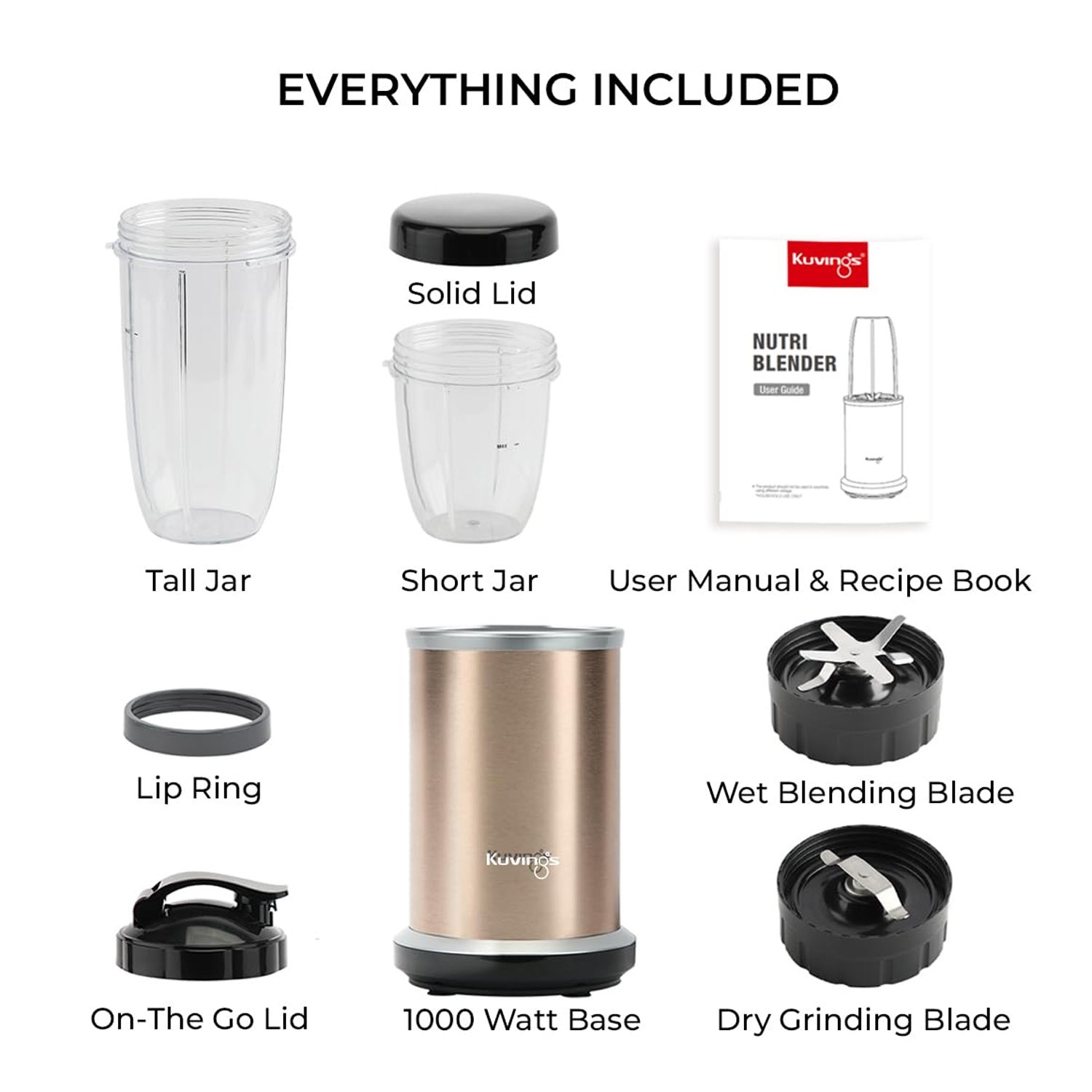 Kuvings Nutri Blender PRO - 1000W Mixer Grinder & Smoothie Maker with Dual Blade System, Stainless Steel Body - Image 4