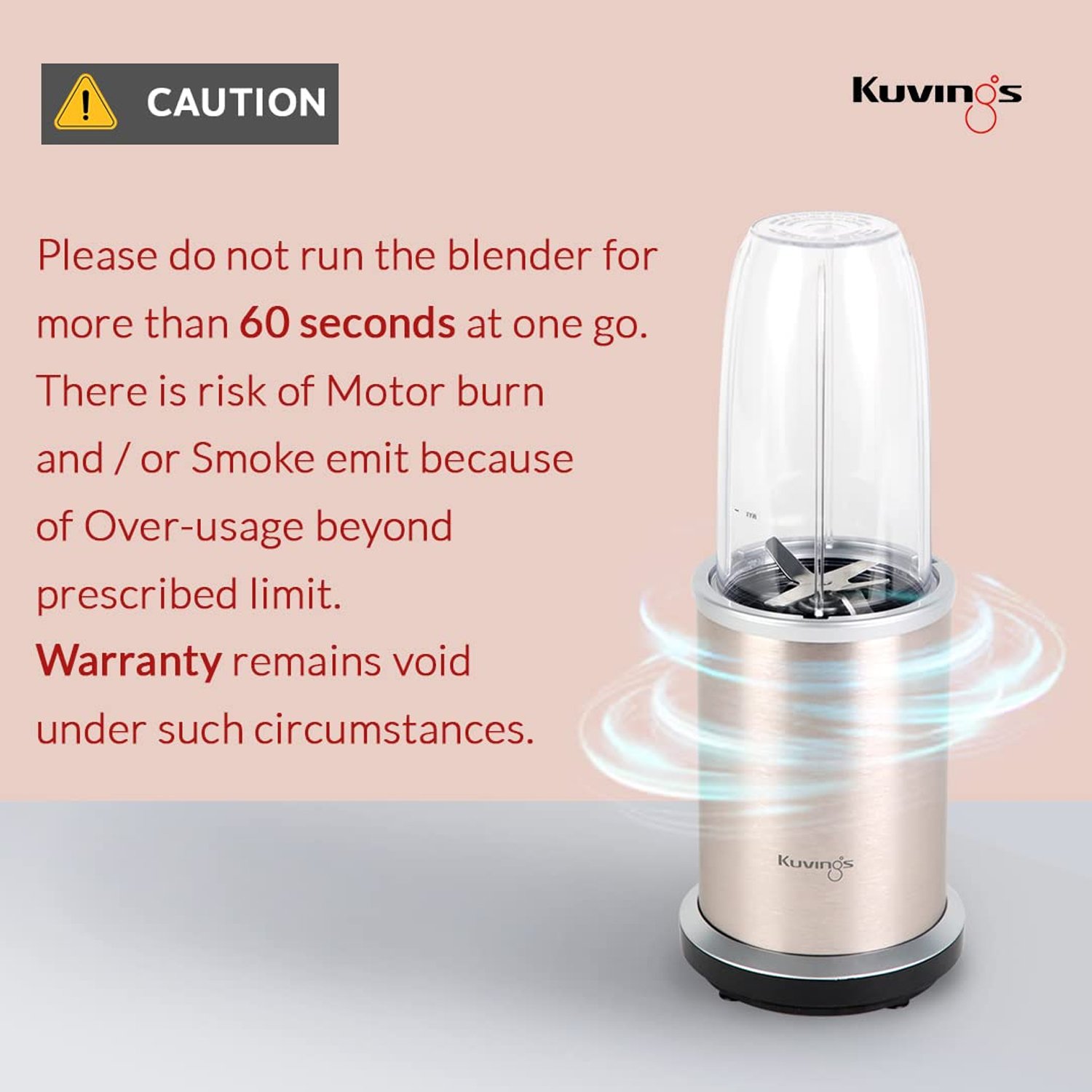 Kuvings Nutri Blender PRO - 1000W Mixer Grinder & Smoothie Maker with Dual Blade System, Stainless Steel Body - Image 5