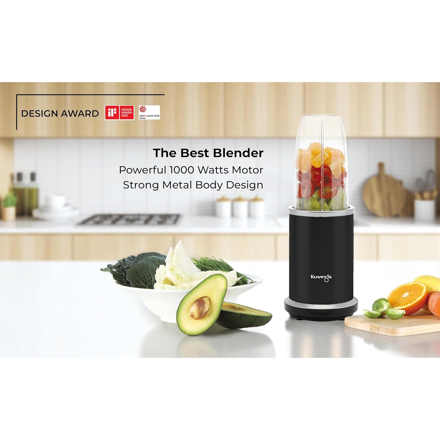 Kuvings Nutri Blender PRO - 1000W Mixer Grinder & Smoothie Maker with Dual Blade System, Stainless Steel Body - Image 8