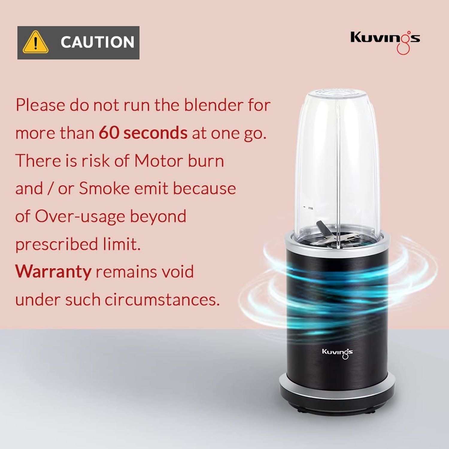 Kuvings Nutri Blender PRO - 1000W Mixer Grinder & Smoothie Maker with Dual Blade System, Stainless Steel Body - Image 10