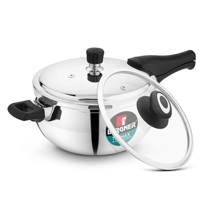 Bergner Trimax ORB Tri-Ply Stainless Steel Pressure Cooker | Outer Lid | Glass Lid Included | Induction & Gas Compatible | ISI Approved - Image 10