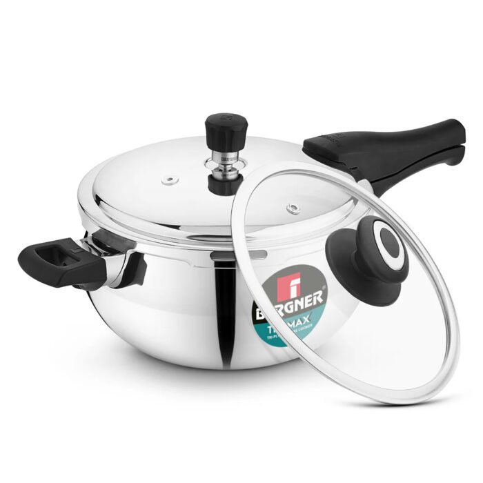 Bergner Trimax ORB Tri-Ply Stainless Steel Pressure Cooker | Outer Lid | Glass Lid Included | Induction & Gas Compatible | ISI Approved - Image 12