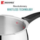 Bergner Trimax ORB Tri-Ply Stainless Steel Pressure Cooker | Outer Lid | Glass Lid Included | Induction & Gas Compatible | ISI Approved