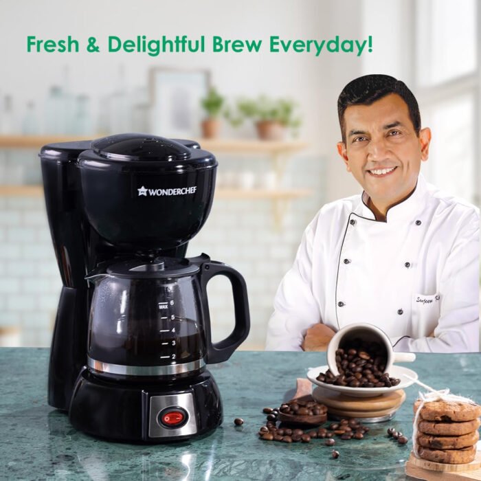 Wonderchef Onyx Brew Coffee Maker – 600ml, Borosilicate Glass Carafe, Anti-Drip System, Manual Drip Machine - Image 2