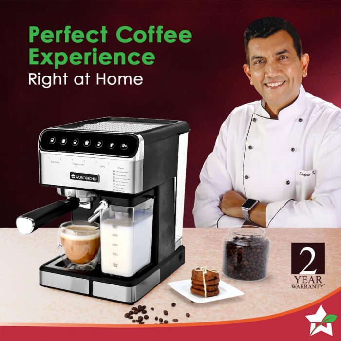 Wonderchef Regenta Automatic Coffee Maker - 20-Bar, Auto-Frother, LCD Display, Steamer & Metal Porta Filter (2-Year Warranty) - Image 2