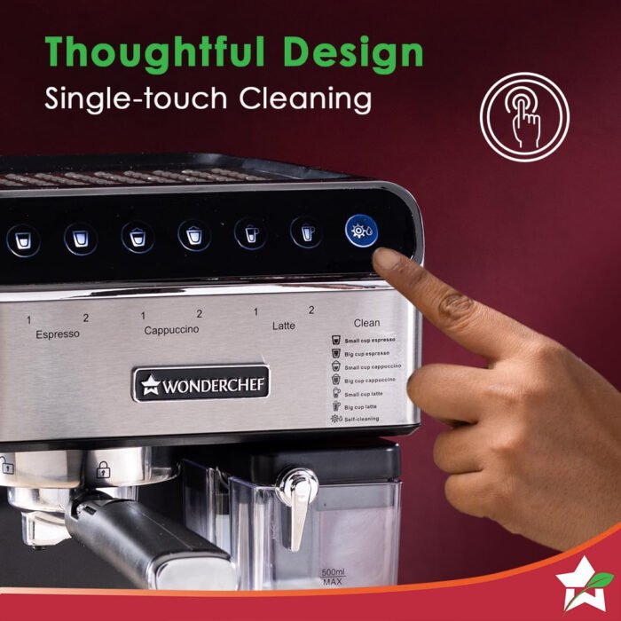 Wonderchef Regenta Automatic Coffee Maker - 20-Bar, Auto-Frother, LCD Display, Steamer & Metal Porta Filter (2-Year Warranty) - Image 6