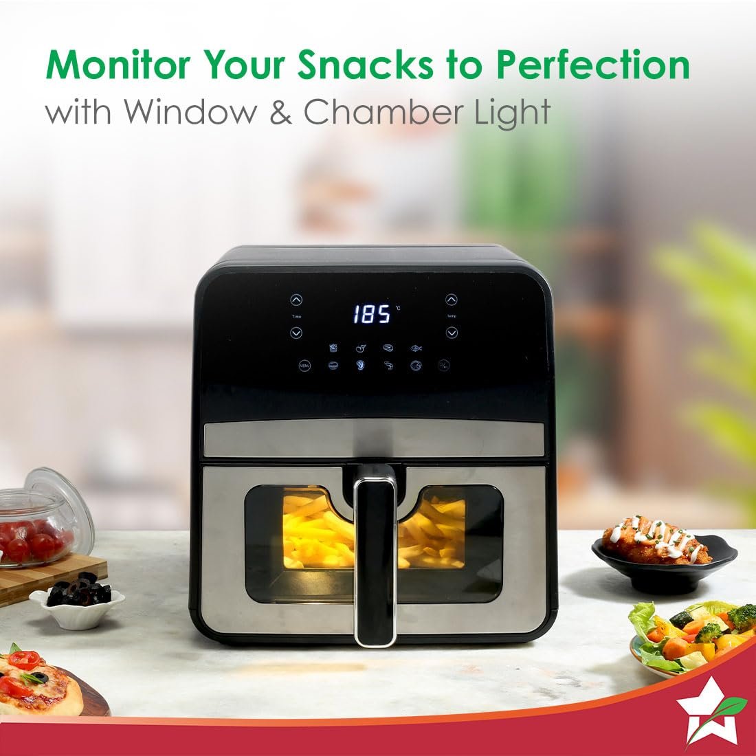 Wonderchef Regenta Digital Air Fryer with Window - 6.5L, 1800W | Rapid Air Technology | 8 Pre-Set Functions | Auto Shut-Off | Touch Screen | 2-Year Warranty - Image 2