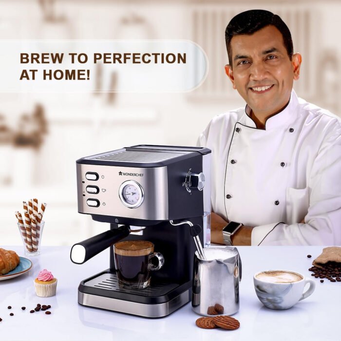 Wonderchef Regenta Espresso Coffee Machine, with Steamer, Metal Porta Filter & Temperature Dial - 1800ml - Image 2