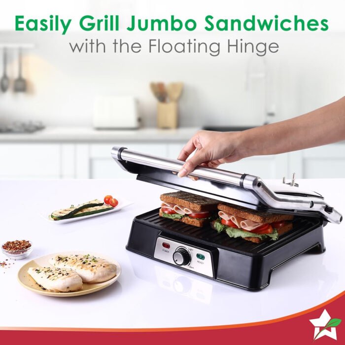 Wonderchef Sanjeev Kapoor Professional Tandoor - 1830-Watt 3-in-1 Electric Grill, Sandwich & Roast Maker with Adjustable Slope & Thermostat (Black) - Image 3