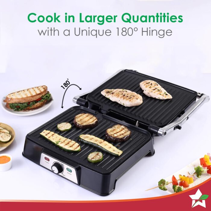 Wonderchef Sanjeev Kapoor Professional Tandoor - 1830-Watt 3-in-1 Electric Grill, Sandwich & Roast Maker with Adjustable Slope & Thermostat (Black) - Image 5
