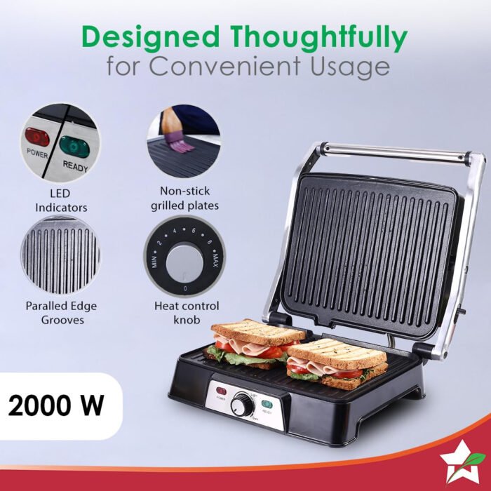 Wonderchef Sanjeev Kapoor Professional Tandoor - 1830-Watt 3-in-1 Electric Grill, Sandwich & Roast Maker with Adjustable Slope & Thermostat (Black) - Image 6