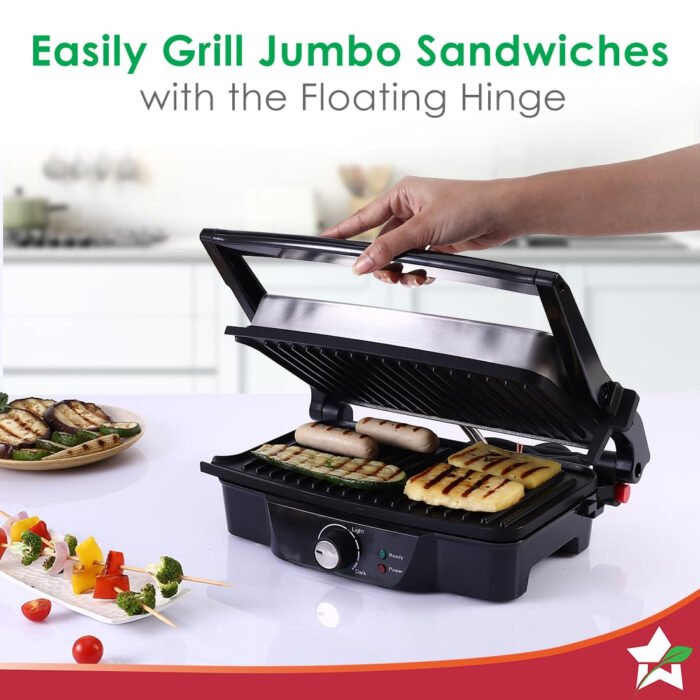 Wonderchef Sanjeev Kapoor Tandoor – 3-in-1 Electric Grill & Sandwich Maker, 1500W, 180° Grilling, Cool Touch, Auto Shut Off - Image 3