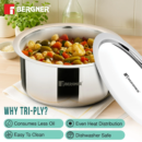 Bergner Argent Tri-Ply Stainless Steel Tope Set