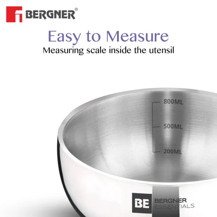 Bergner BE Essentials TriPly Stainless Steel 3 Pcs Mini Tasra Set - Cook & Serve with Style - Image 2