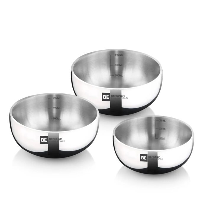 Bergner BE Essentials TriPly Stainless Steel 3 Pcs Mini Tasra Set - Cook & Serve with Style