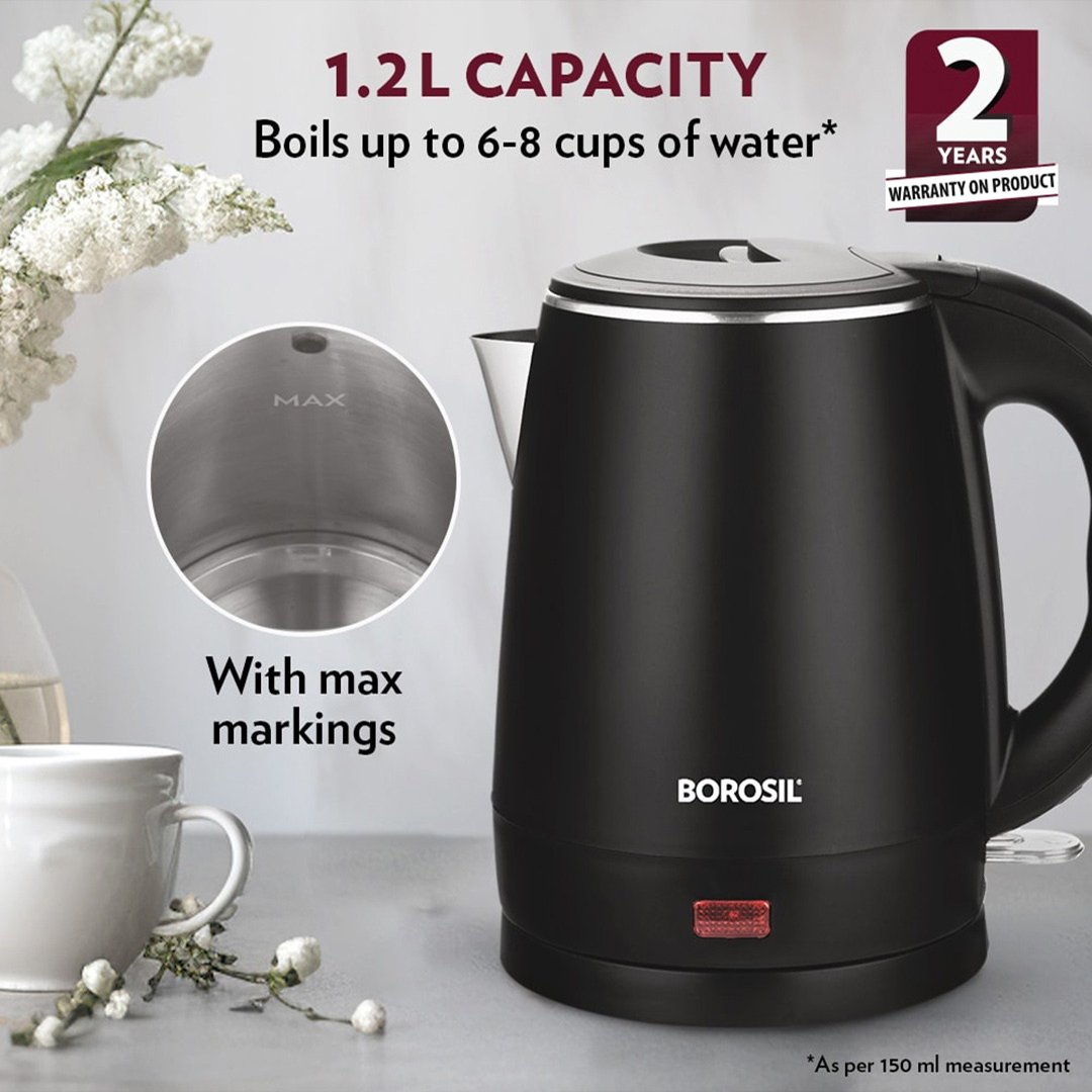 Borosil Cooltouch Stainless Steel Multipurpose Electric Kettle With Glass Lid - Image 3