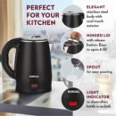 Borosil Cooltouch Stainless Steel Multipurpose Electric Kettle With Glass Lid