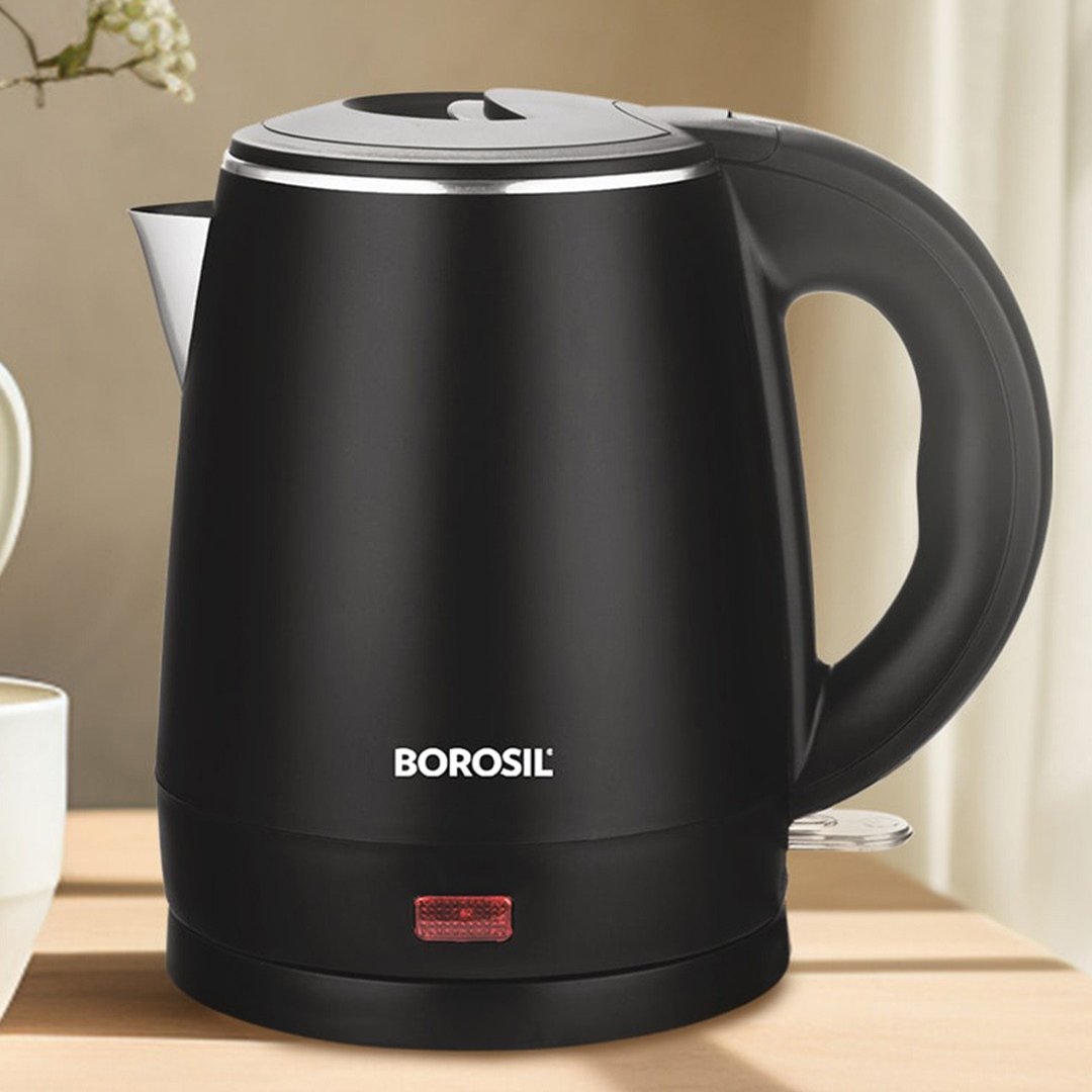 Borosil Cooltouch Stainless Steel Multipurpose Electric Kettle With Glass Lid