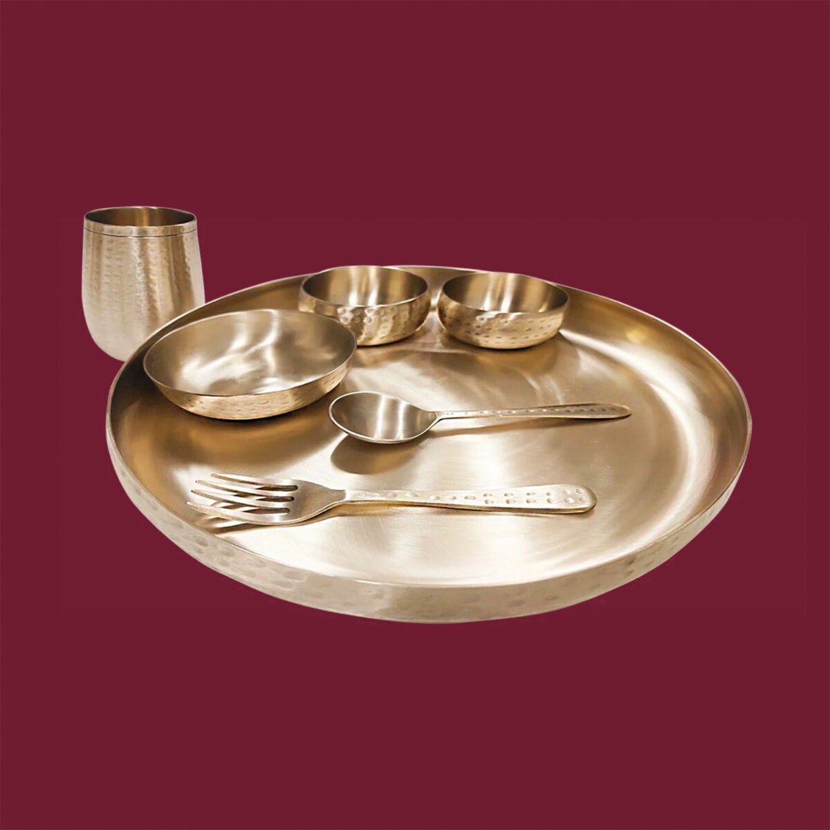 Bronze Dinner Set - Hammered Curve Thali