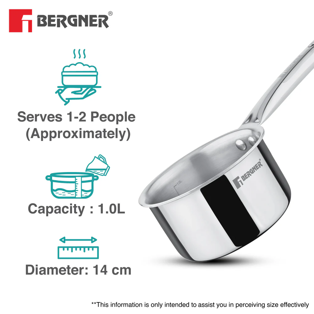 Bergner TriPro Triply 3 Pcs Stainless Steel Cookware Happy Set - Image 4