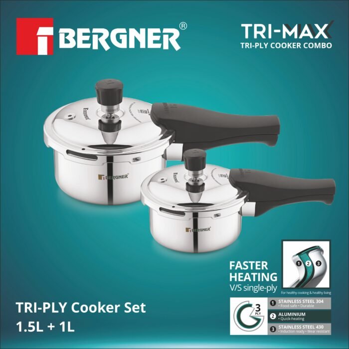 Trimax Triply Stainless Steel Pressure Cooker Combo
