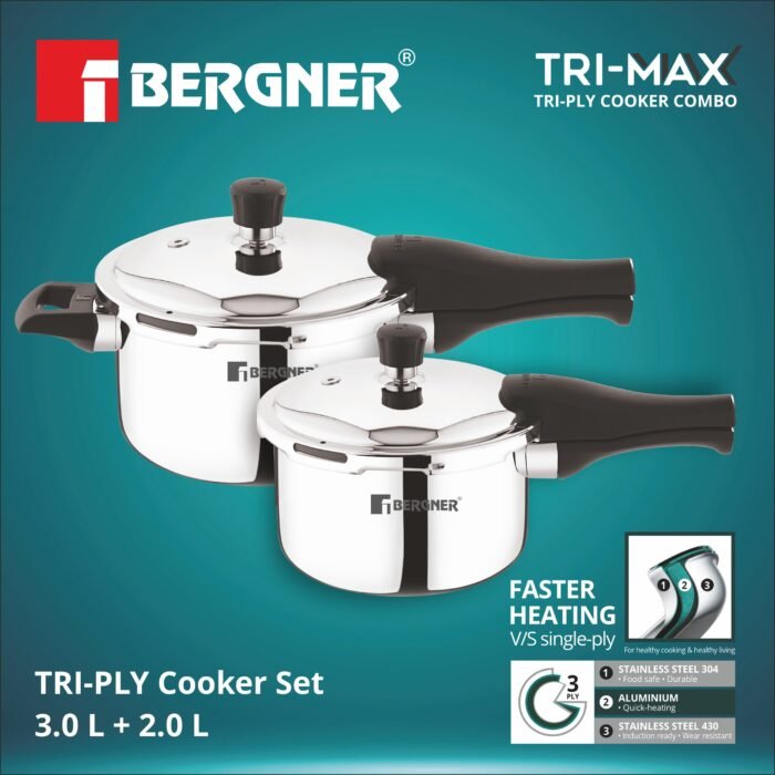 Trimax Triply Stainless Steel Pressure Cooker Combo - Image 2