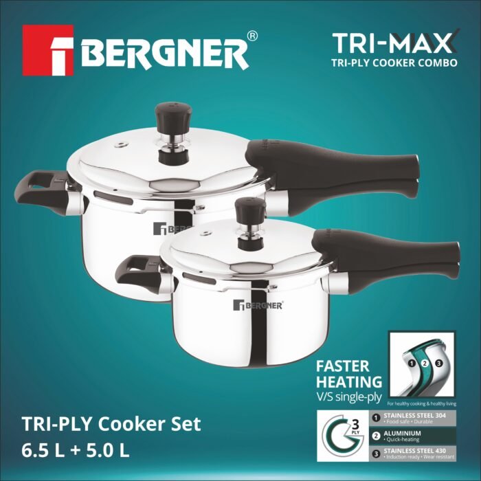 Trimax Triply Stainless Steel Pressure Cooker Combo - Image 3