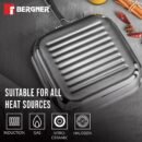 Bergner Hitech Giro Wok Pan 24cm + Grill Pan 24cm | Non-Stick Cookware Combo | Induction & Gas Compatible