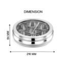 AVIAS Stainless Steel Deluxe Spice Box with See-Through Lid | Masala Dabba / Masala Dani Organizer with 7 Compartments & Spoon | Small & Medium Sizes
