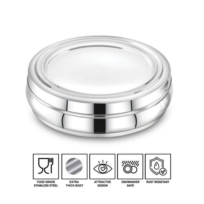 AVIAS Stainless Steel Deluxe Spice Box with Stainless Steel Lid | Masala Dani / Masala Dabba Kitchen Organizer | 7 Compartments with Spoon | Small & Medium Sizes - Image 7