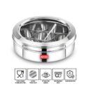 AVIAS Stainless Steel Elegant Spice Box with See-Through Lid | Rust-Resistant Masala Dabba | 7 Compartments & Steel Spoon | Small & Medium