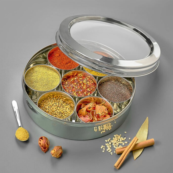 AVIAS Stainless Steel Elegant Spice Box with See-Through Lid