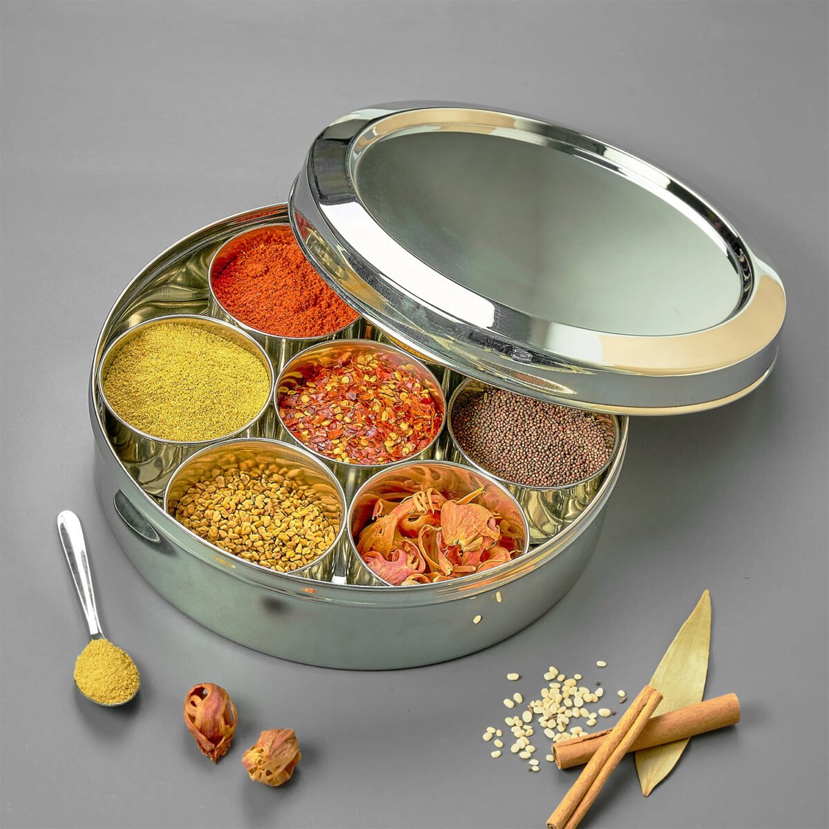 AVIAS Stainless Steel Elegant Spice Box with Stainless Steel Lid