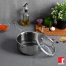 Bergner Hitech Prism Non-Stick Stainless Steel Saucepan With Lid, 16 cm, Induction Base