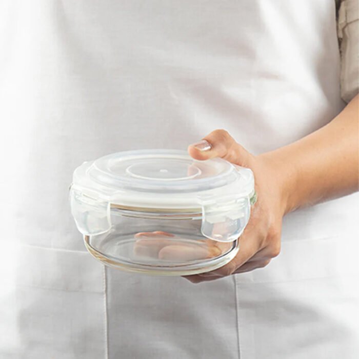 Borosil Alfa Green Glass Lunch Box, Round x 3 (Tall), 400ml - Set of 3 - Image 5