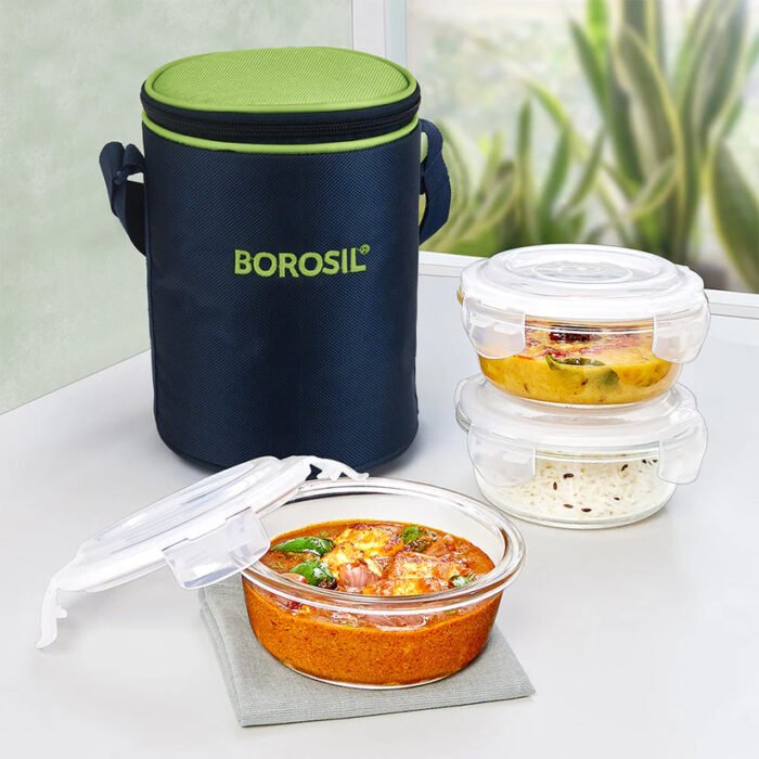 Borosil Alfa Green Glass Lunch Box