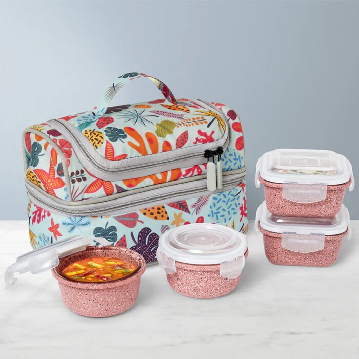 Borosil Bloom Pink Universal Glass Lunchbox