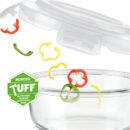 Borosil Blue Glass Lunchbox Set | 2 Round Tall Containers (400ml) | Leak-Proof Borosilicate Glass with Stylish Carry Bag
