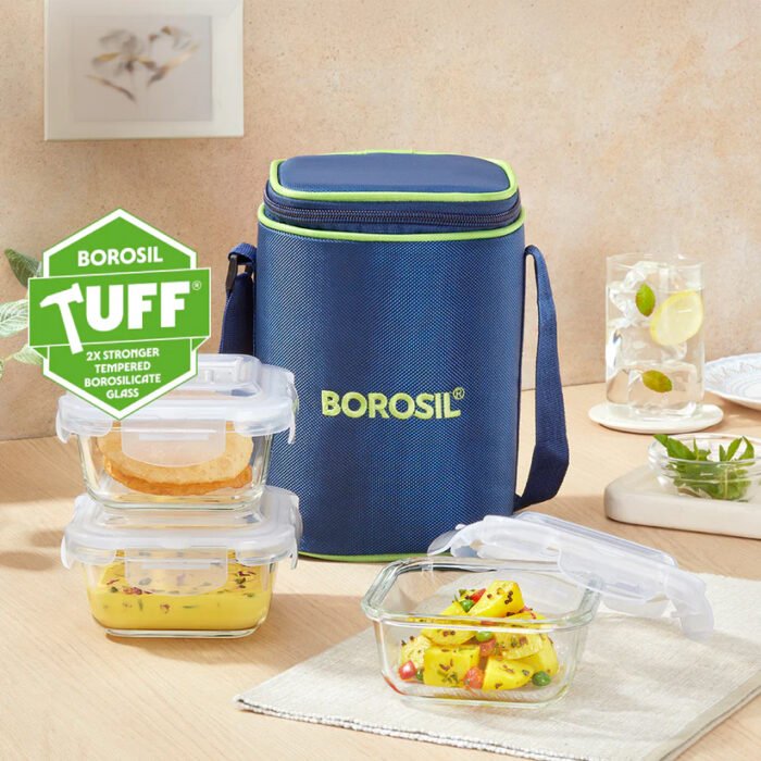 Borosil Blue Glass Lunchbox