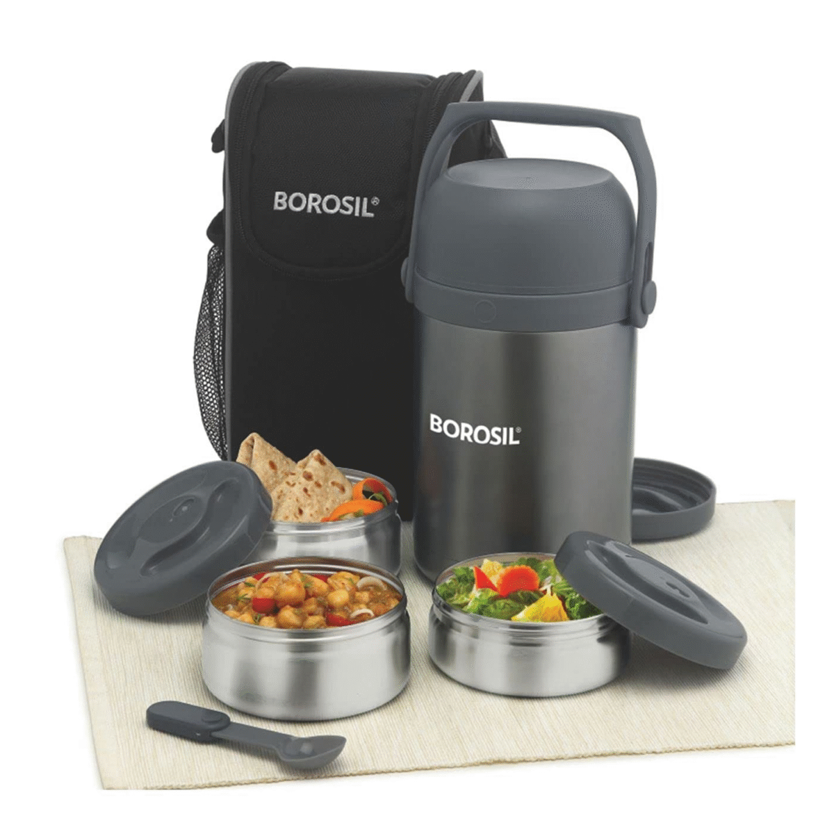 Borosil Hot-N-Fresh Stainless Steel Insulated Lunch Box