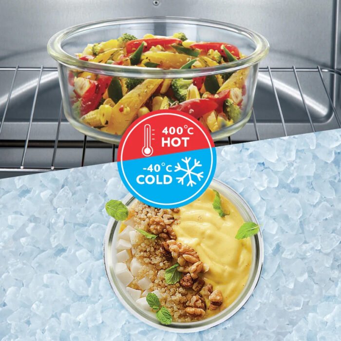 Borosil Tuff-Glass Klip n Store, Round Container | 240ml, 400ml, 620ml, 950ml, 1.5L - Image 6