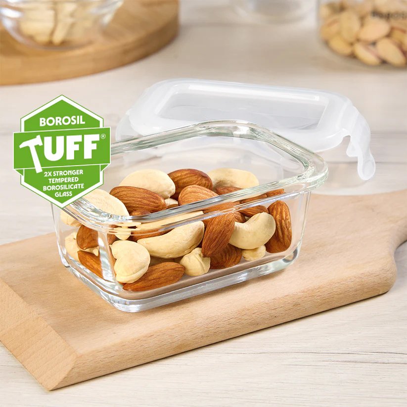 Borosil Tuff-Glass Klip N Store Rectangular Container
