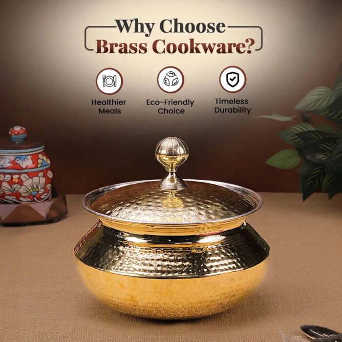 Brass Degchi/Patili with Lid – Traditional Brass Cookware for Boiling & Slow Cooking - Image 3
