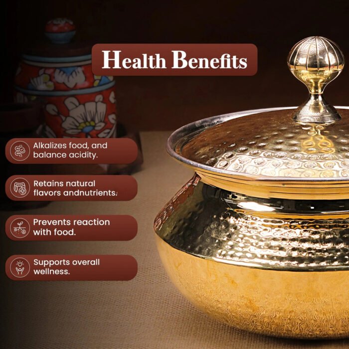 Brass Degchi/Patili with Lid – Traditional Brass Cookware for Boiling & Slow Cooking - Image 4