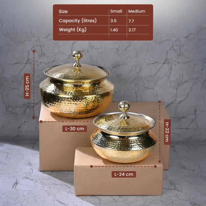 Brass Degchi/Patili with Lid – Traditional Brass Cookware for Boiling & Slow Cooking - Image 5