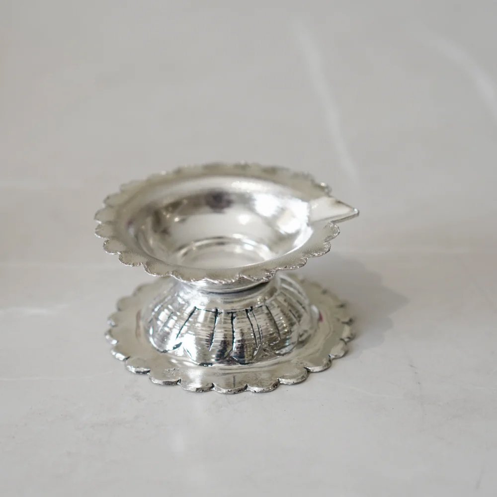 Brass Globe Ghungroo Pooja Set with Silver Finish - Image 9
