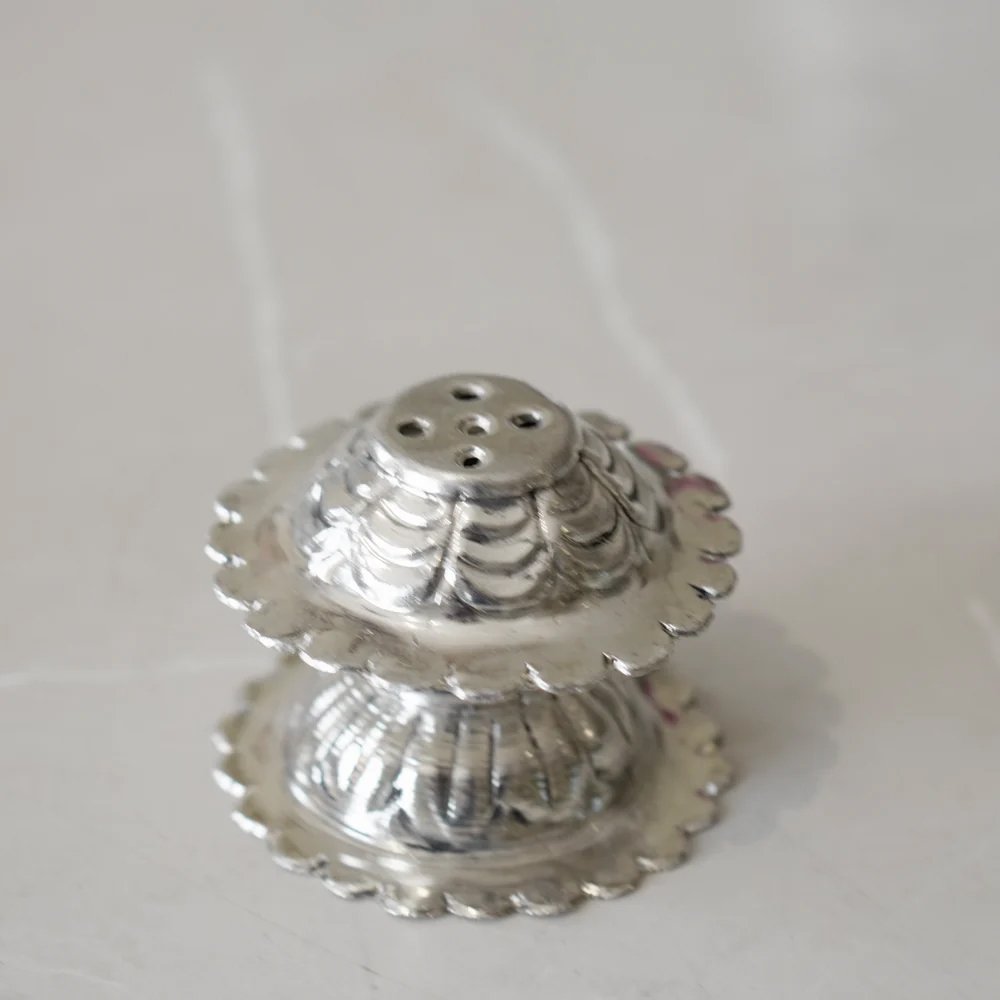 Brass Globe Ghungroo Pooja Set with Silver Finish - Image 10