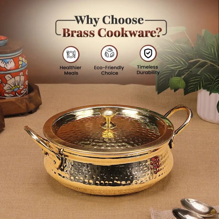 Brass Handi with Lid - Traditional Cookware for Biryani & Slow Cooking - Image 2